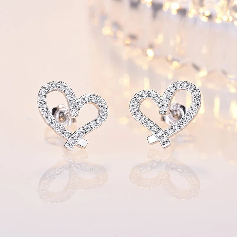 925 Sterling Silver Earrings High quality Heart for Women Fashion Jewelry Wedding Engagement Party Gifts cute