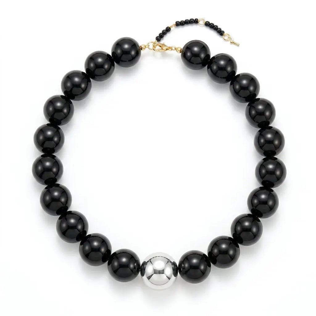 Double Color Round Beads Resin Necklace for Women Bohemian Style Waterproof Statement Choker Collar Necklaces Fashion Jewelry