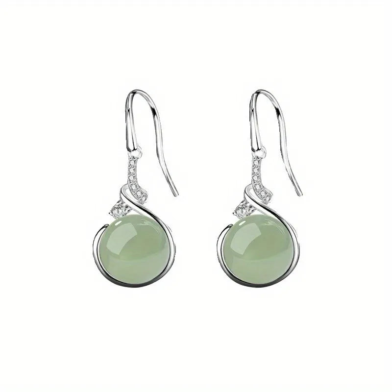 Vintage Palace Green Imitation Pearls Jade Earrings Stud Drop Earrings for Women Zirconia Classic Grace Ethnic Jewelry Gifts