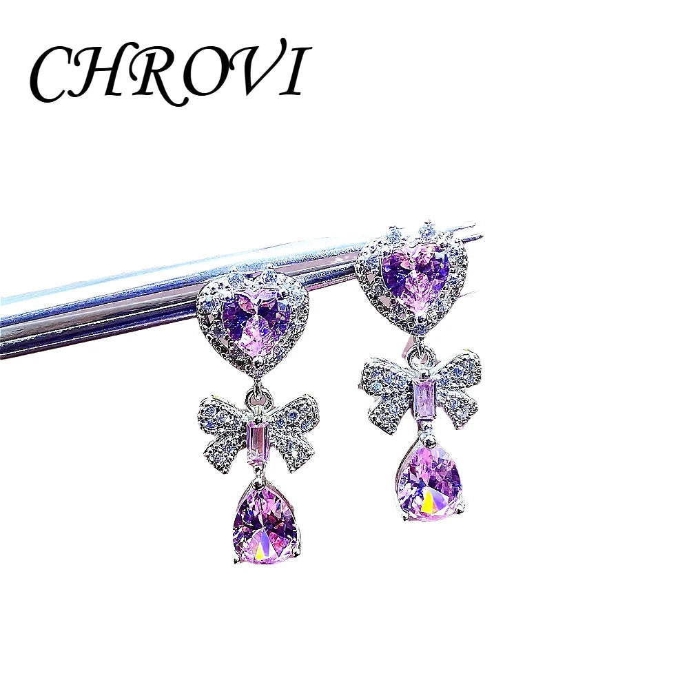 Sweet 925 Sterling Silver Elegant Earrings - Super Beautiful Crystal Retro Bow-Shaped Stud Earrings, Fresh and Chic.