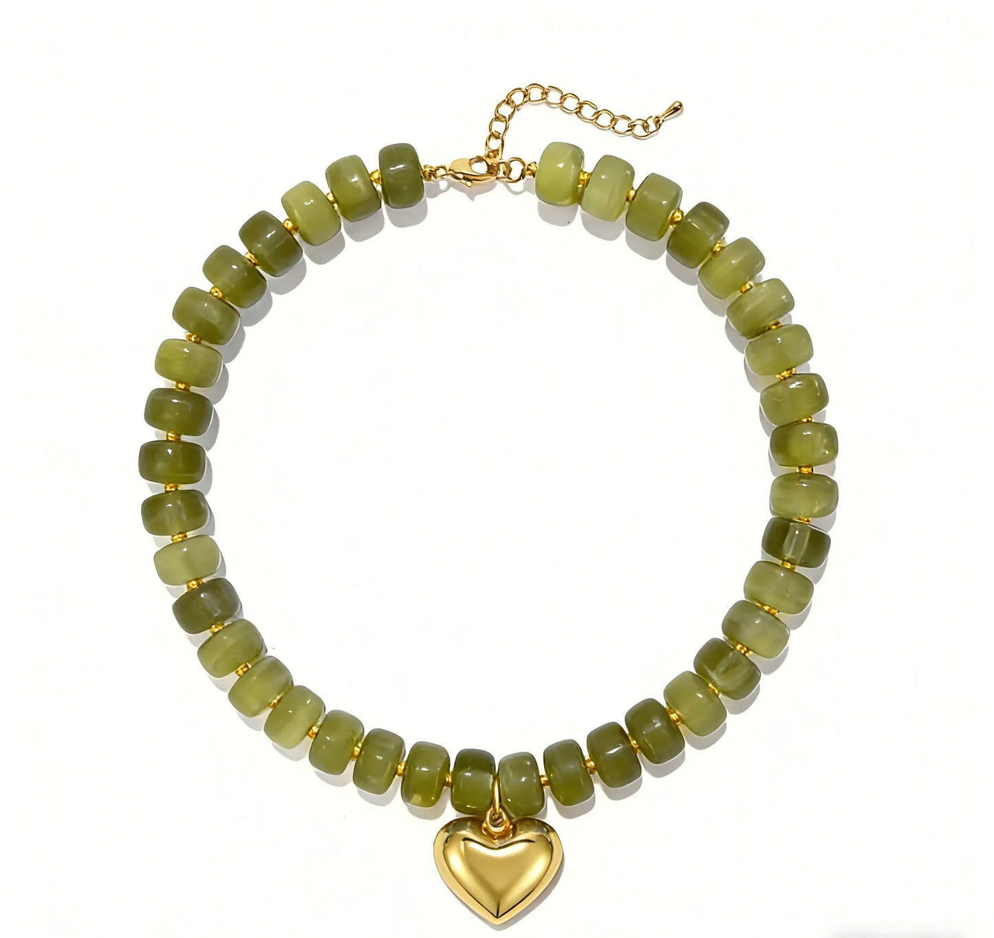 Fashion Colorful Acrylic Geometric Round Beads Heart Pendant Necklace Boho Love Heart Beaded Choker Necklaces Women Jewelry Gift