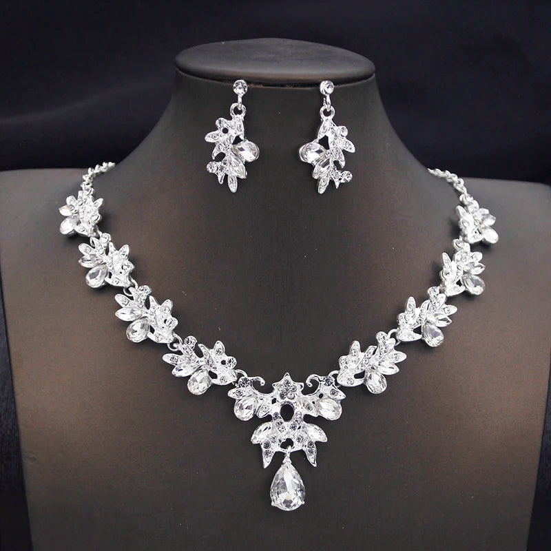 Butterfly Collar Opal Pink Bridal Jewelry Sets for Women Choker Necklace Earring Set Wedding Bride Jewelry Sets 3 Pcs Gifts