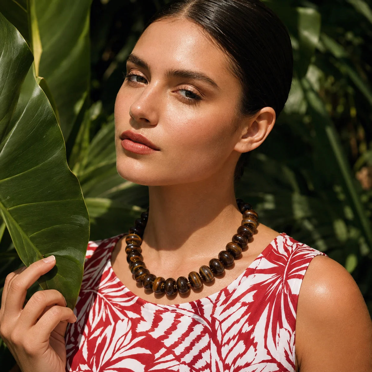 E.B.belle Colorful Bohemian Flat Disc Bead Necklace Stainless Steel 18K Gold Plated Bead Choker Summer Beach Women Jewelry Gift