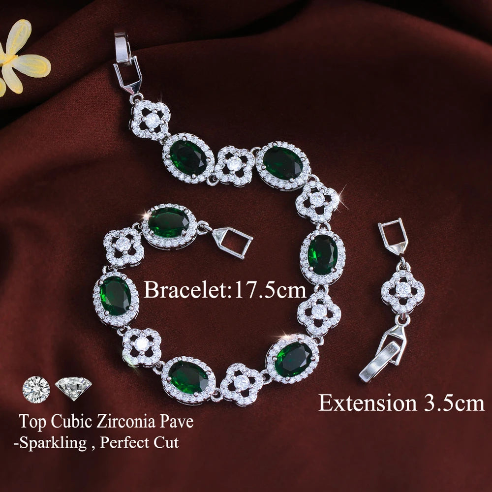 ThreeGraces Brilliant Purple Ellipse Zirconia Lucky Leaf Shape Bridal Wedding Party Link Chain Bracelet Jewelry for Women BR472