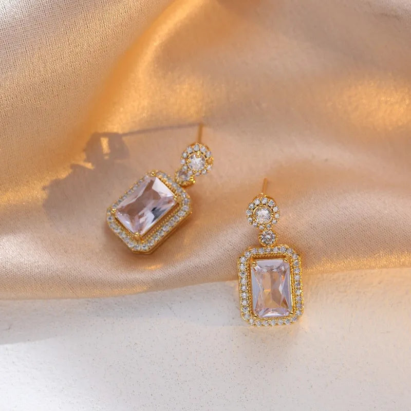 Green Crystal Jewelry Set for Women Square Rhinestone Necklace / Earrings / Rings Fashion Jewelry For Lady New Year Gift 2026