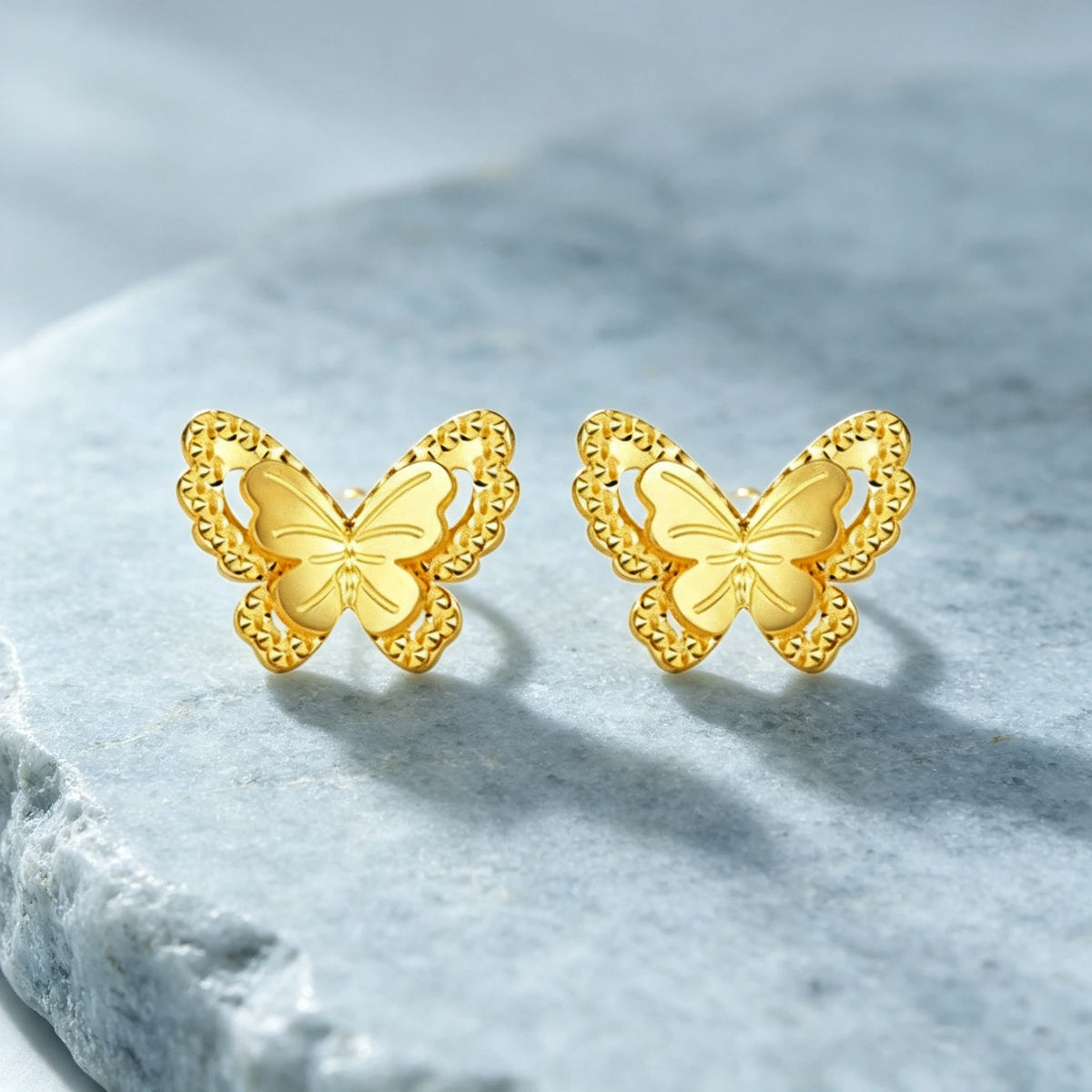 Small Butterfly Luxury Charm Female Meatl Fashion Stud Earrings Gold Color Wedding Jewelry For Women