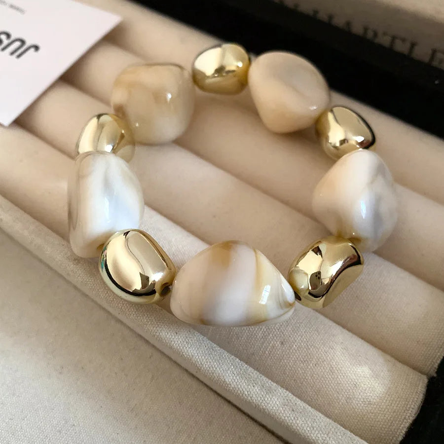 Acrylic Irregular Square Round Beaded Bracelets for Women Multicolor Bohemia Geometric Handmade Bangles Couple Jewelry Travel C