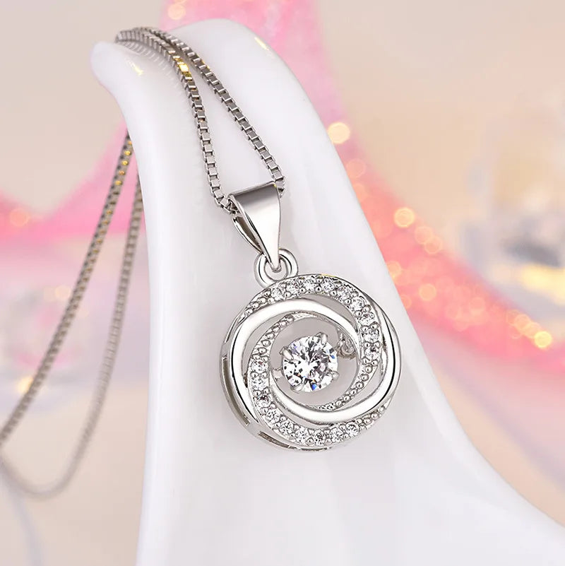 925 Sterling Silver Necklace Pendant Chain 5A Zircon For Women Fashion Jewelry Party Wedding Accessories Gifts