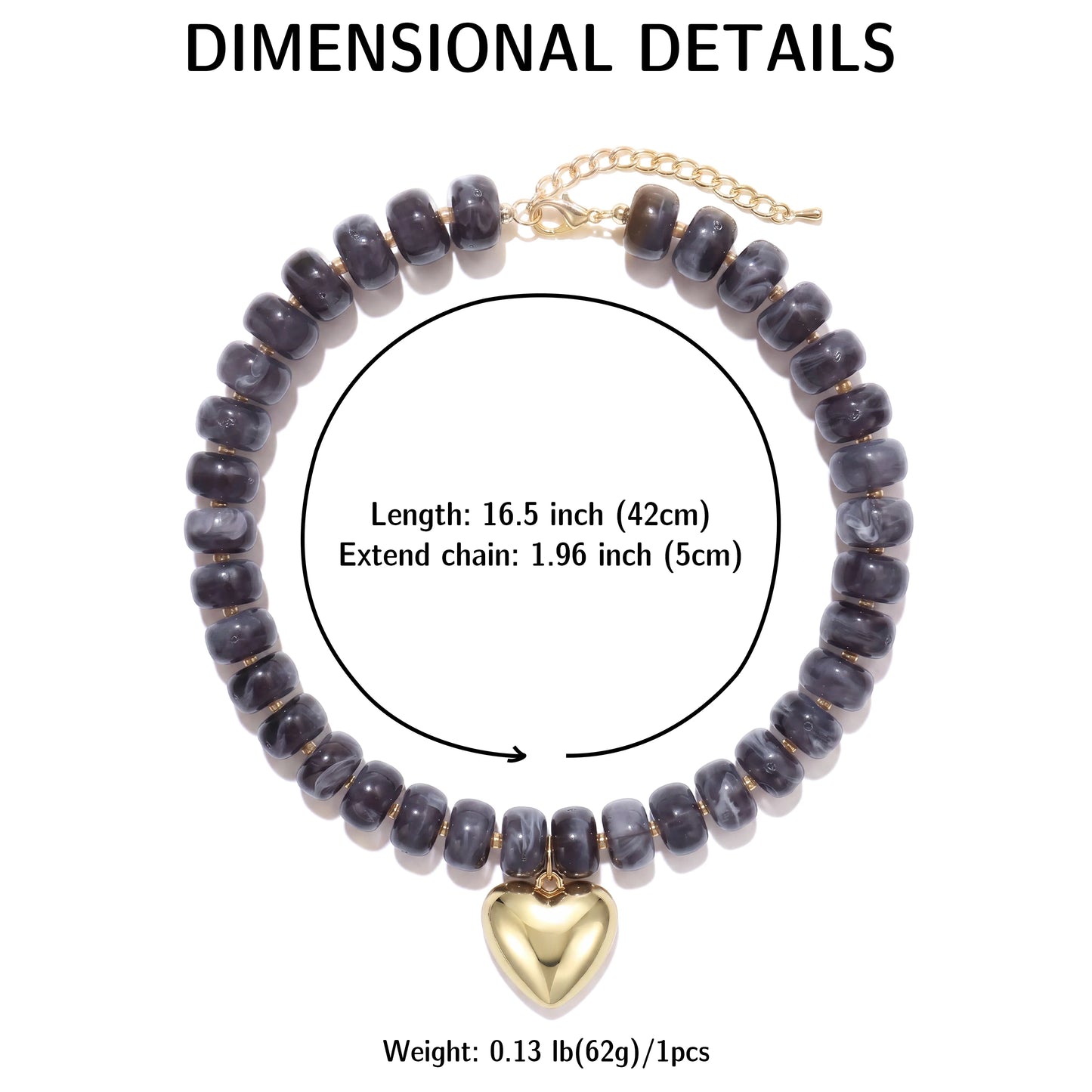 Badu Bohemia Colorful Acrylic Beaded Choker Necklace for  Women 14K Gold Plated Heart Pendant Summer Aesthetic Y2K Jewelry Gift