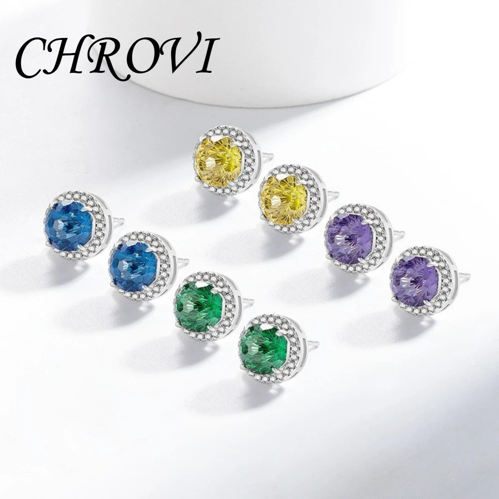 Exquisite 925 sterling silver gemstone-cut princess round earrings with ultra-shiny high-carat diamonds.