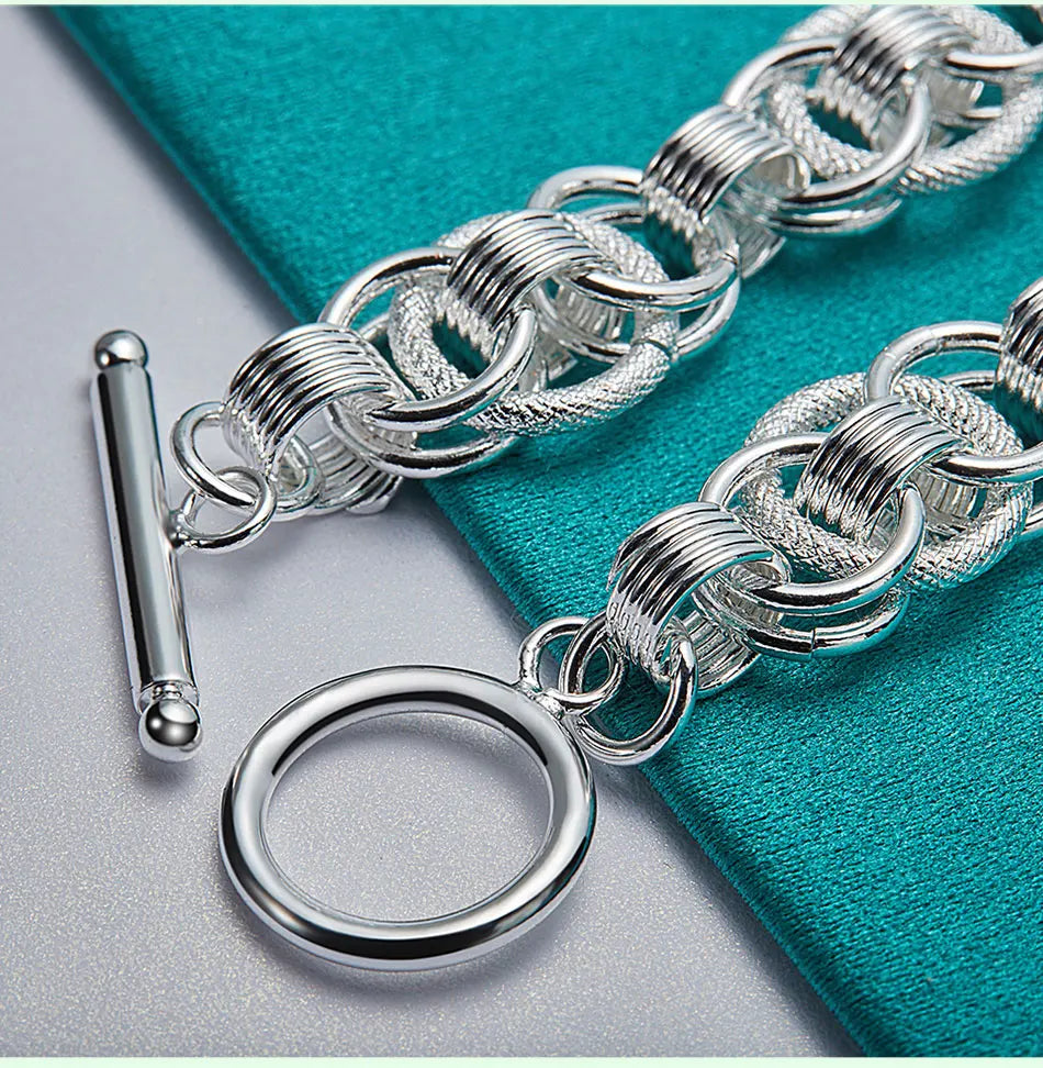 URMYLADY 925 Sterling Silver Charm Chain Screw Bracelet For Women Man Engagement Party Fashion Jewelry Gifts