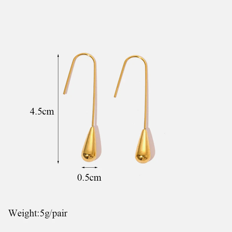 EILIECK 316L Stainless Steel Zircon Feather FOREVER Pendant Earrings For Women Fashion Ear Dangle Gold-Plated Jewelry Gift