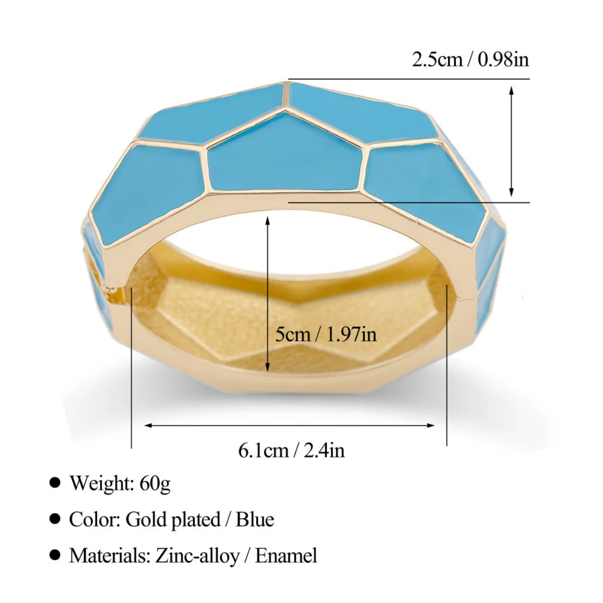 KMVEXO Irregular Geometric Cutting Blue Enamel Metal Wide Bangles for Women Summer Beach Distort Bracelet Pulseras Jewelry