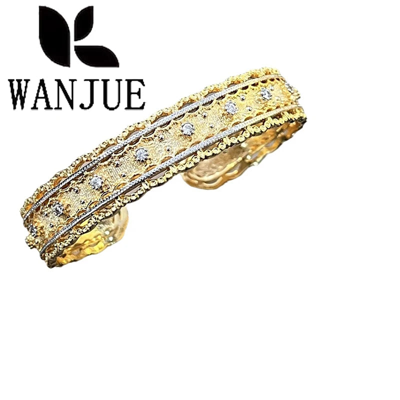 Women's fashion luxury Italian court style Manli wreath bracelet woven pattern carving paint craft jewelry party gift