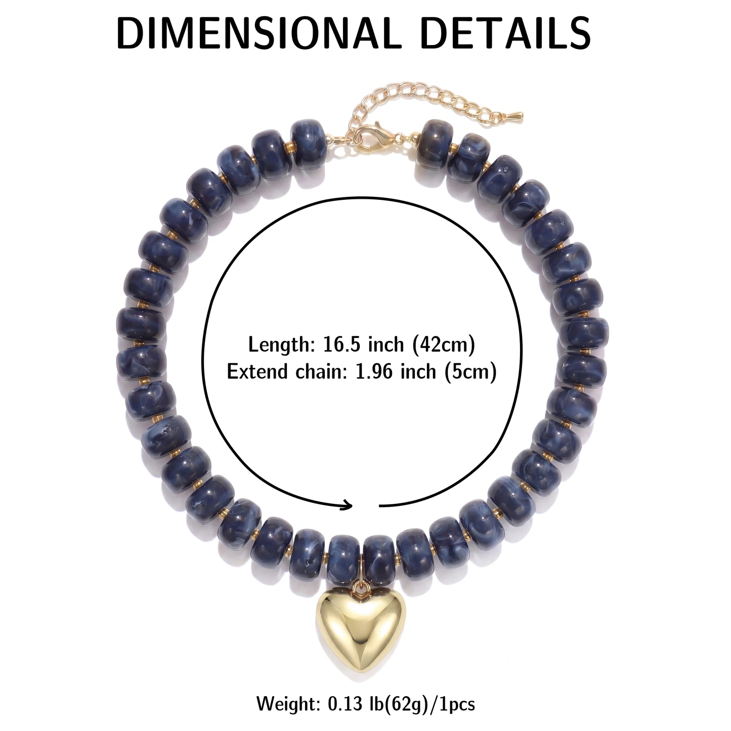 Badu Bohemia Colorful Acrylic Beaded Choker Necklace for  Women 14K Gold Plated Heart Pendant Summer Aesthetic Y2K Jewelry Gift