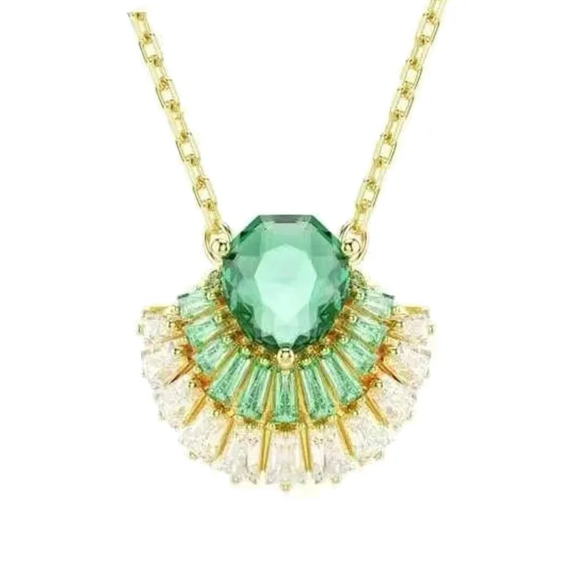 2026 New High-Quality Sparkling Crystal Seashell Seahorse Heart Cross Feather Elegant Necklace Collarbone Chain Valentine's Day
