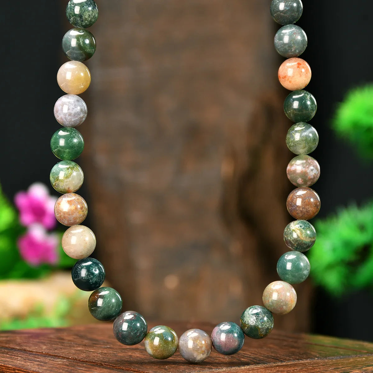 Summer Bohemia Colorful Natural Stone 10mm Bead Necklace Handmade Glass Beading Collar Choker for Women Girls Trend Jewelry Gift