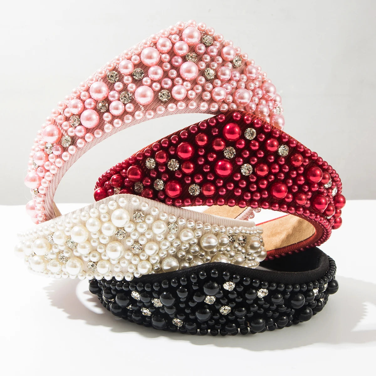 European And American Retro Diamond Studded Pearl Full Wide Edge High-End And Exquisite Headband