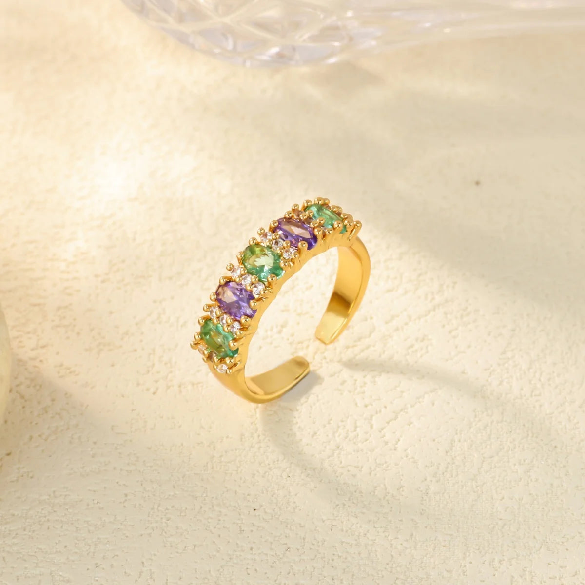 Luxurious colored zircon Rings For Women Girls Adjustable Charm Stainless SteelFinger Ring Jewelry Birthday Gift New Trend 202