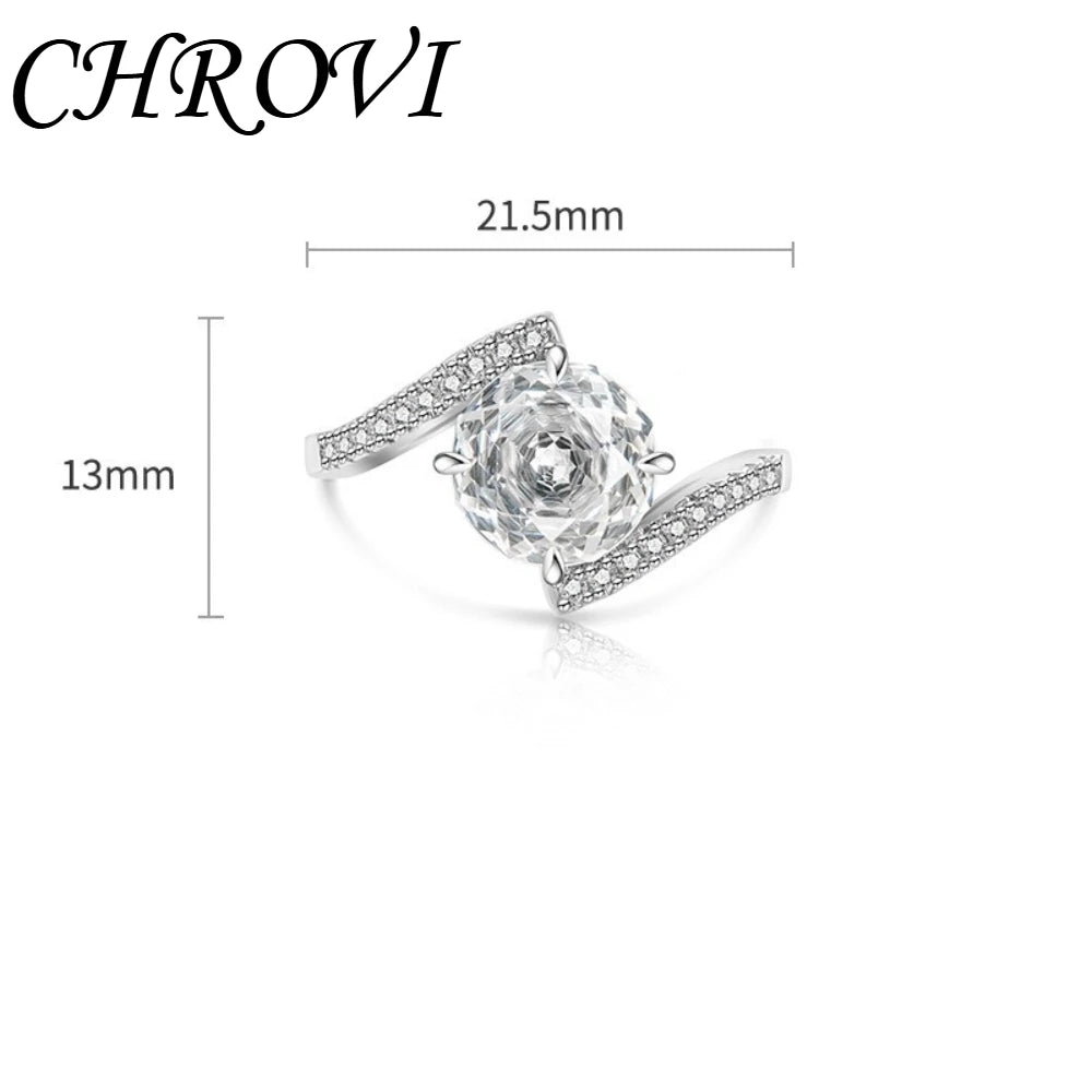 Luxury-Style 925 Sterling Silver Gemstone Rose Cut Ring for Women - Super Sparkling High-Carbon Diamond Finger Ring