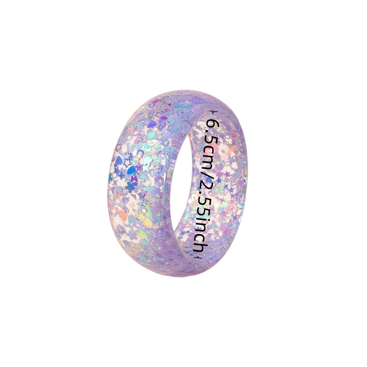 KMVEXO Trendy Personality Star Heart Sequin Acrylic Bangle for Women Statement Resin Cuff Wide Bracelet Daily Jewelry Gift