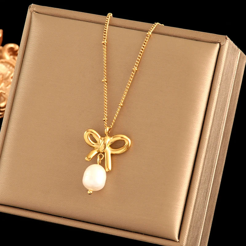 EILIECK 316L Stainless Steel Simple Flower Pendant Necklace For Women Girl New Party Gift Neck Chain Waterproof Jewelry Collar