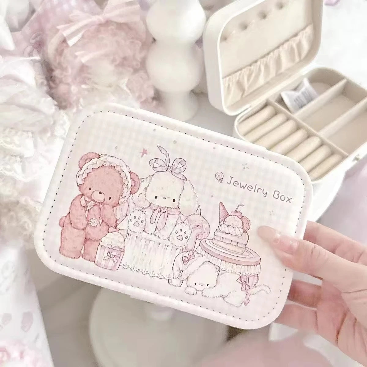 Cute Portable Jewelry Box Jewelry Organizer Display Travel Earrings Necklace Storage Case for Women Ring Fashion Organizer
