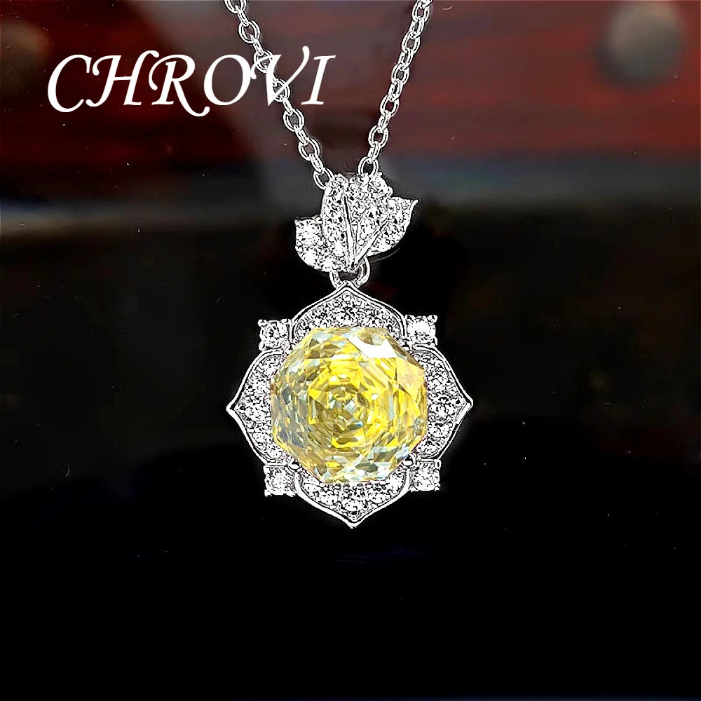 Luxury-Style 925 Sterling Silver Rose Diamond Flower Necklace Pendant Earring Ring Women's Set