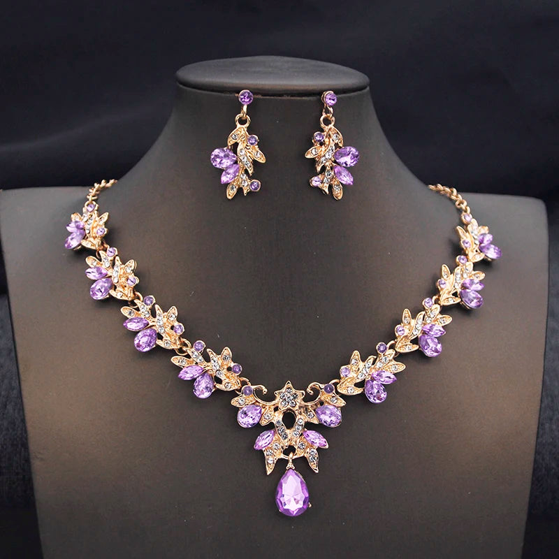 Butterfly Collar Opal Pink Bridal Jewelry Sets for Women Choker Necklace Earring Set Wedding Bride Jewelry Sets 3 Pcs Gifts