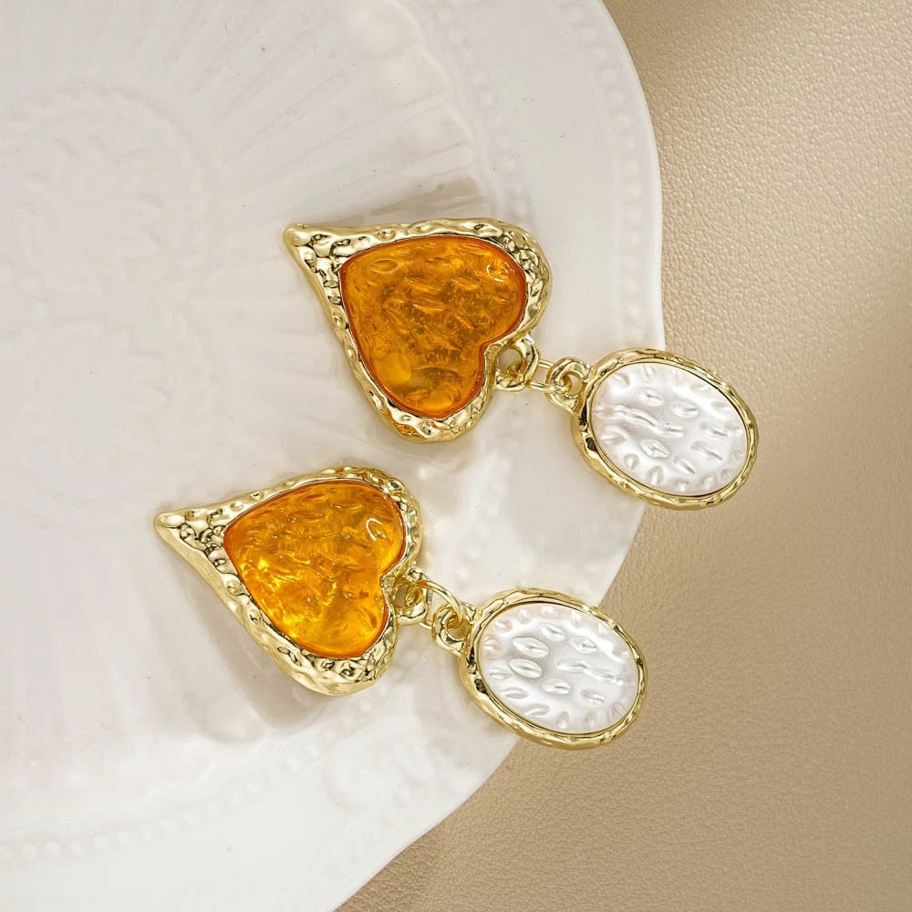 1pair Luxury Geometric Elegant Heart Earrings For Women Wedding Engagement Party Jewelry Accessories