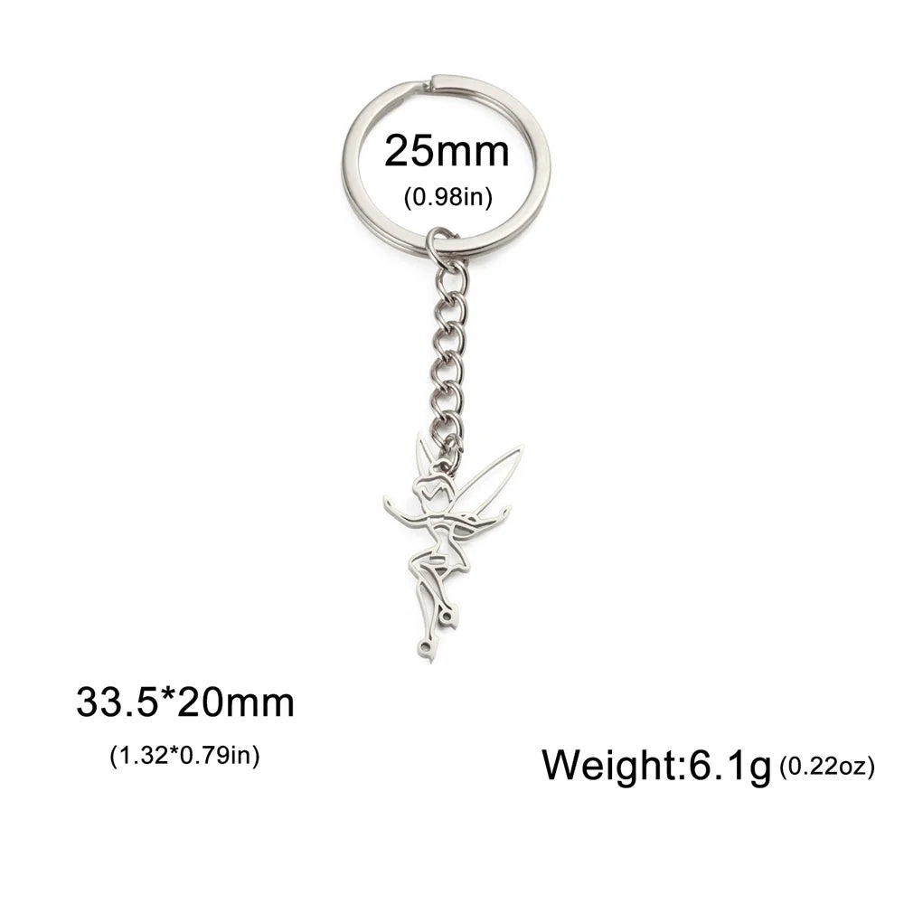 My Shape Fairy Keychain Creative Fantasy Elf Key Ring for Women  Stainless Steel Bag Car Keychain Fashion Jewelry Wholesale
