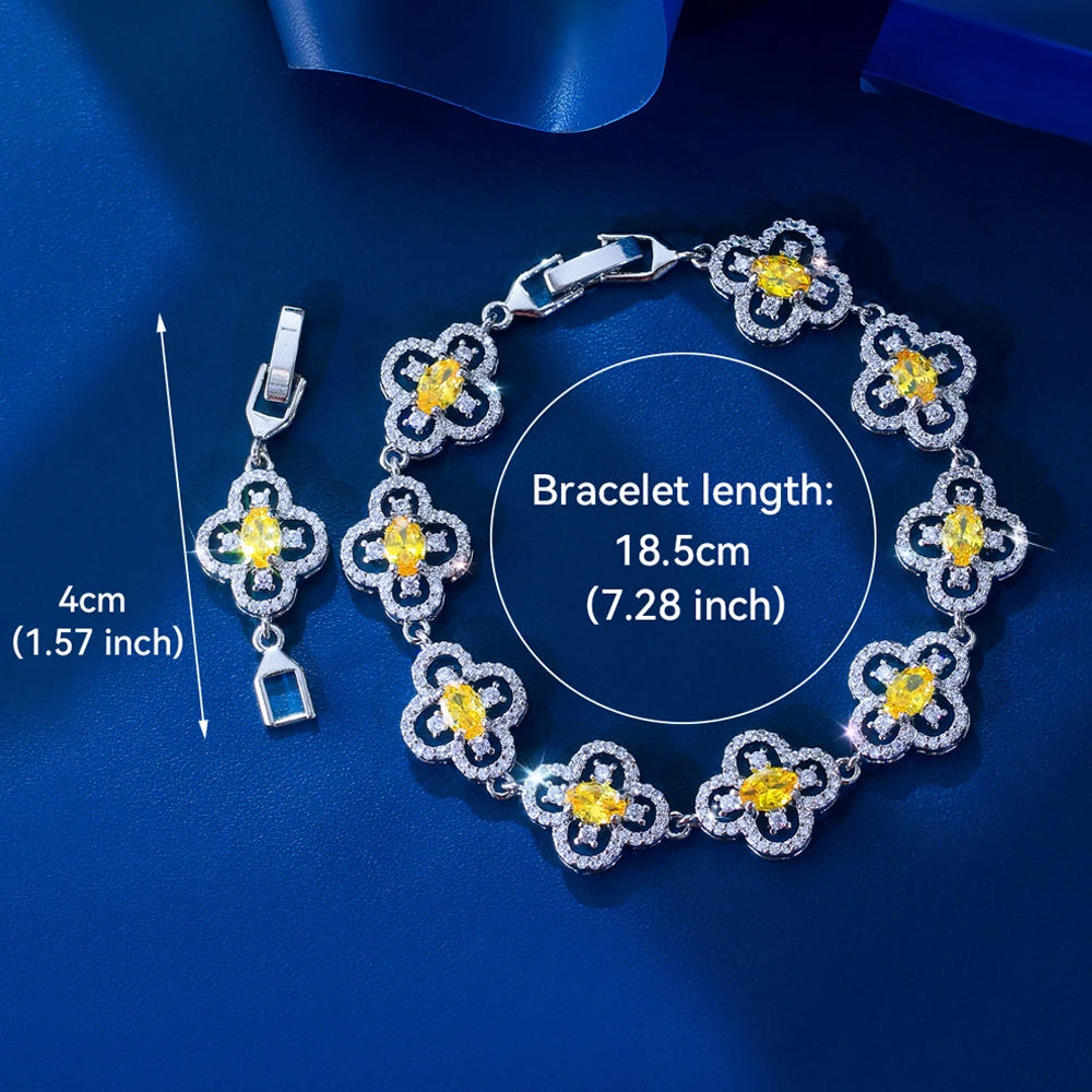 ThreeGraces Luxury Shiny White Zirconia Bridal Wedding Flower Link Chain Tennis Bracelet for Women Banquet Party Jewelry BR423