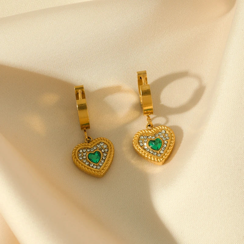 EILIECK 316L Stainless Steel Butterfly Heart Drop Earrings For Women Fashion New Ear Stud Gold-Plated Waterproof Jewelry Gift