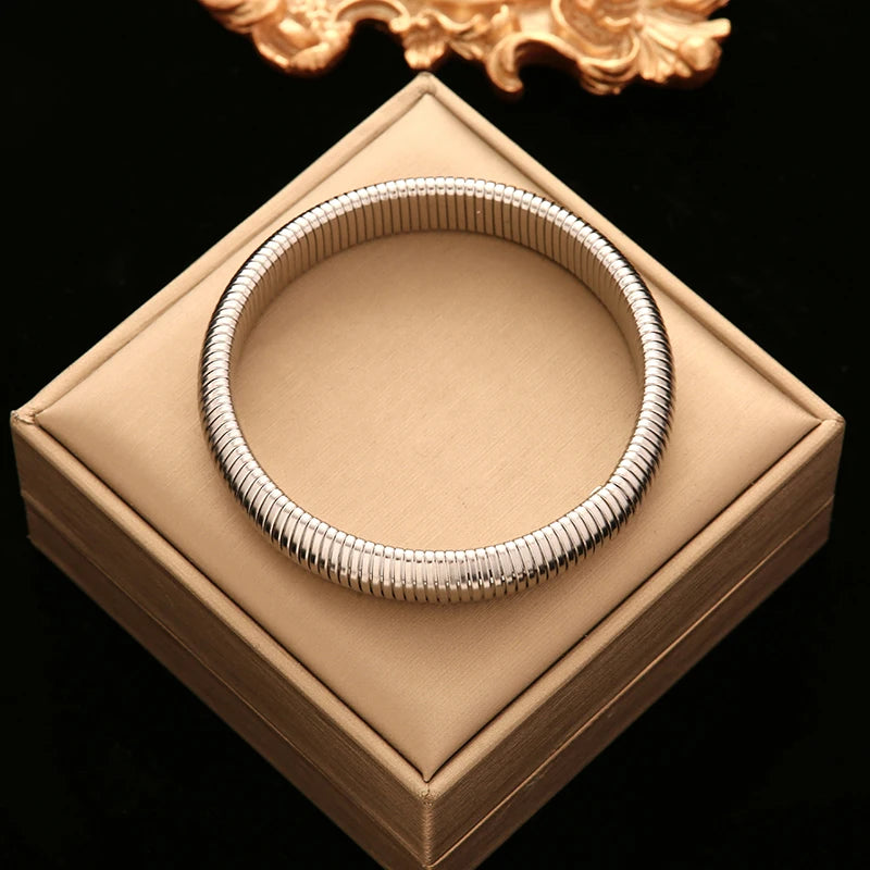 EILIECK 316L Stainless Steel Gold Color Twisted Bangles For Women New Trendy Adjustable Bracelet Waterproof Jewelry Gift Party