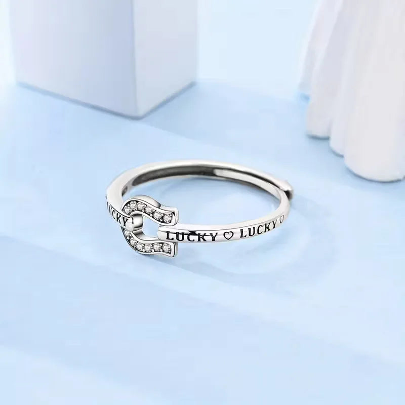 925 Sterling Silver CZ Zircon Rings Horseshoe Sparkling Woman Adjustive Rings Wedding Rings For Women Jewelry Anniversary