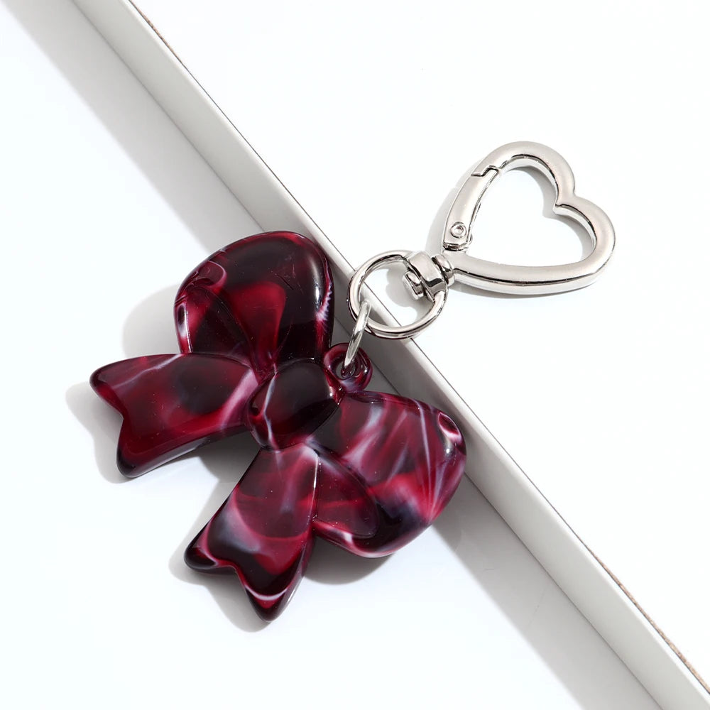 Trend Acrylic Colorful 3D Bowknot Keychains for Women Y2K Key Chain Bag Car Phone Pendant Accessories Gifts
