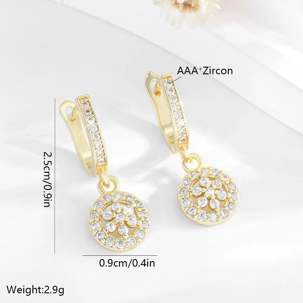 Small Geometric Flower White Zircon Fashion Hoop Earrings Charm Luxury Female Silver Gold Color Silver Wedding Jewelry For Women