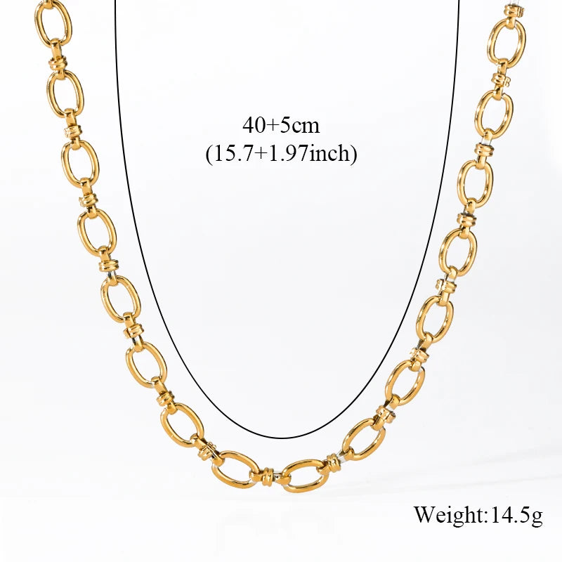 EILIECK 316L Stainless Steel Gold Color Chain Statement Necklace Bracelet For Women Charm Simple Jewelry Bijoux Jewelry Set Gift