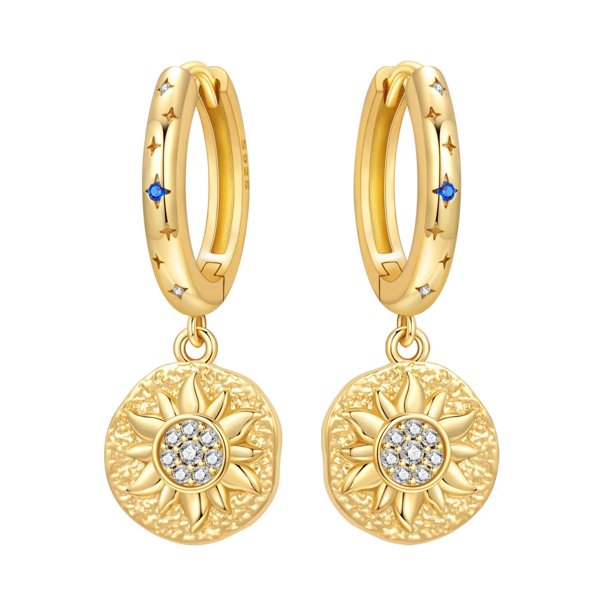 Orstarry 925 Sterling Silver Sparkling Blue Star Planet Drop Earrings Women Earrings Charm Trend Versatile Party Jewelry Gifts