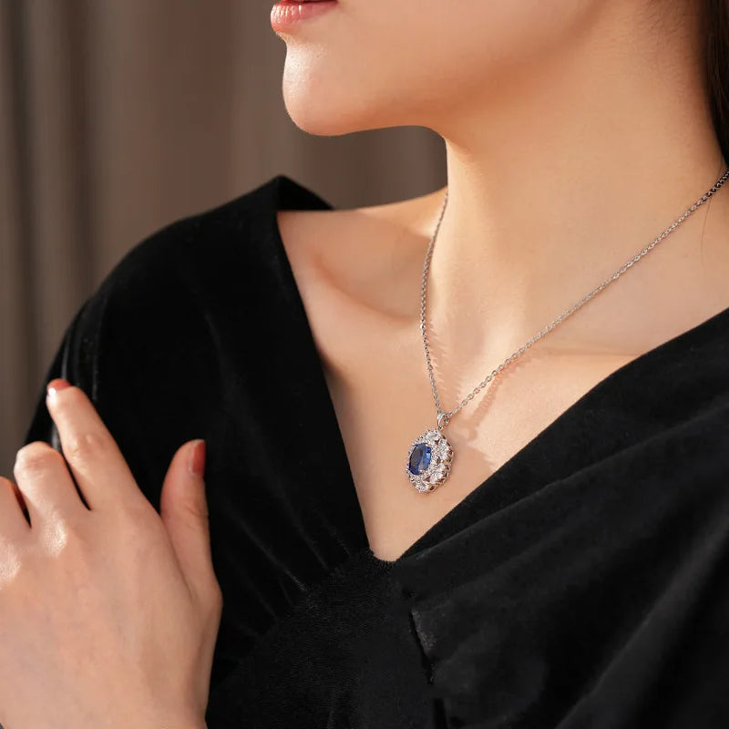 Medium Vintage Inlaid Rhinestone Three-piece Jewelry Set Oval Ring Earring Light Luxury Fashion Necklace Accessories Set