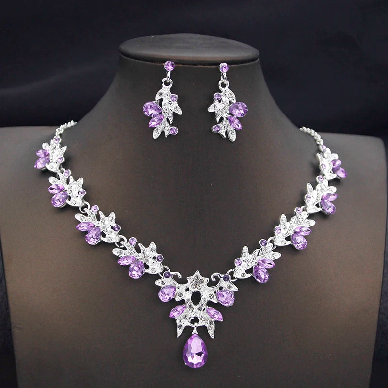 Butterfly Collar Opal Pink Bridal Jewelry Sets for Women Choker Necklace Earring Set Wedding Bride Jewelry Sets 3 Pcs Gifts