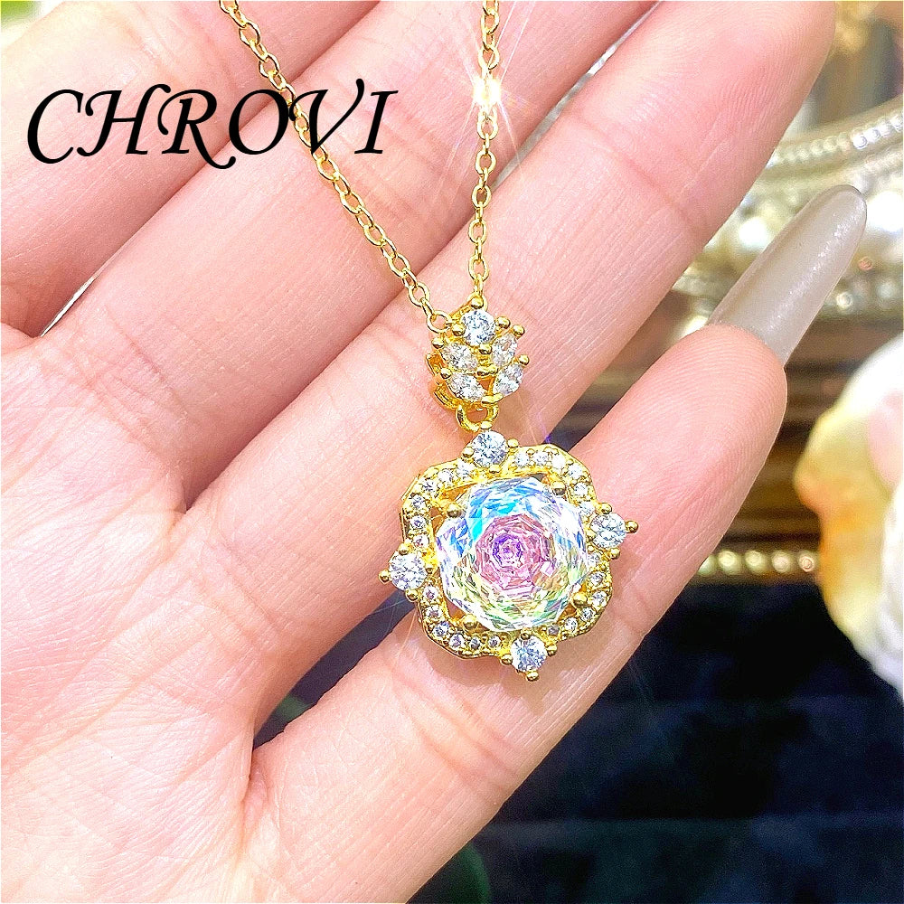 New 925 pure silver millennium rose gold necklace pendant stud earrings and colorful ring set
