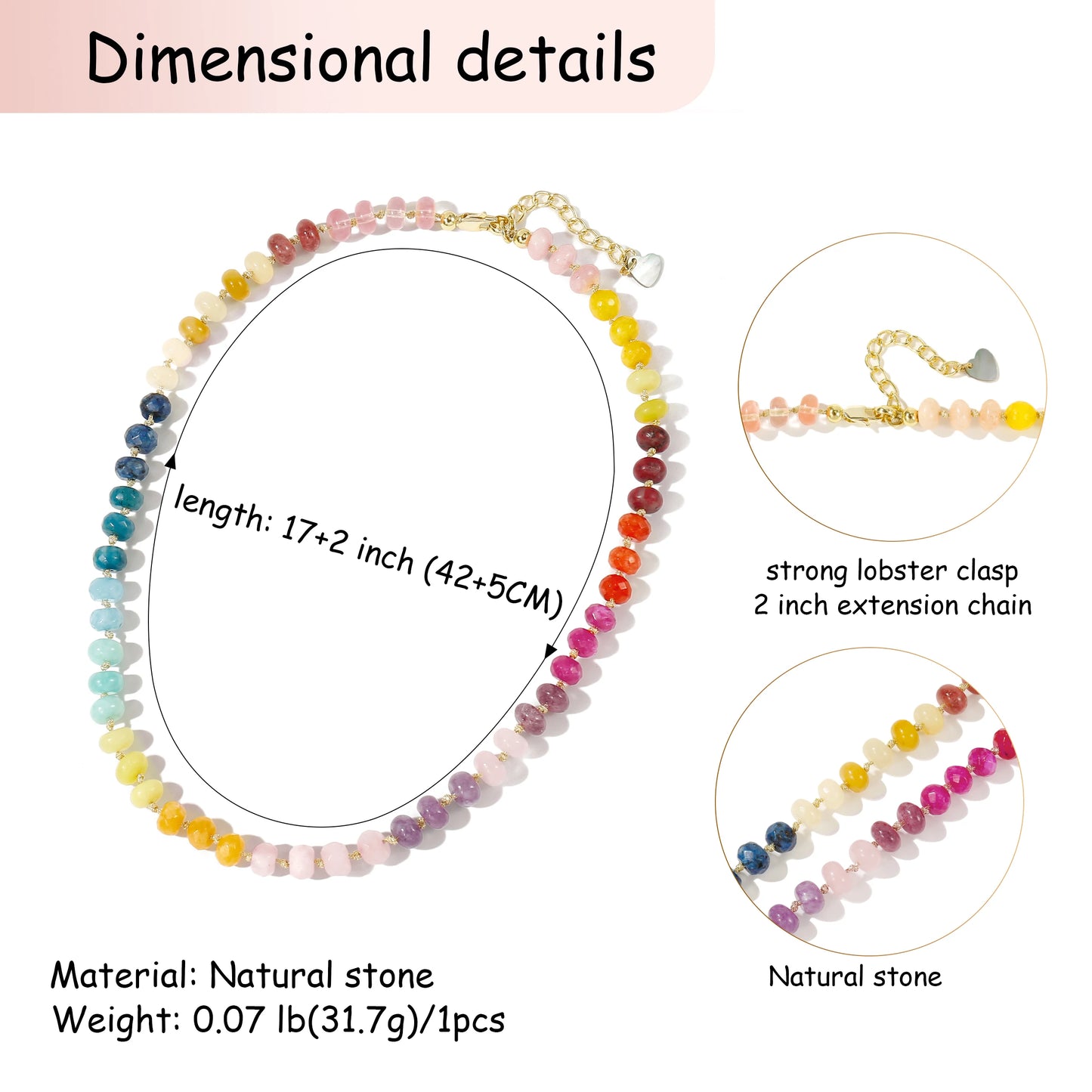 Badu Colorful Natural Stone Beads Necklaces for Women Bohomian Gemstone Beaded Choker Summer Beach Trendy Boho Jewelry Gift