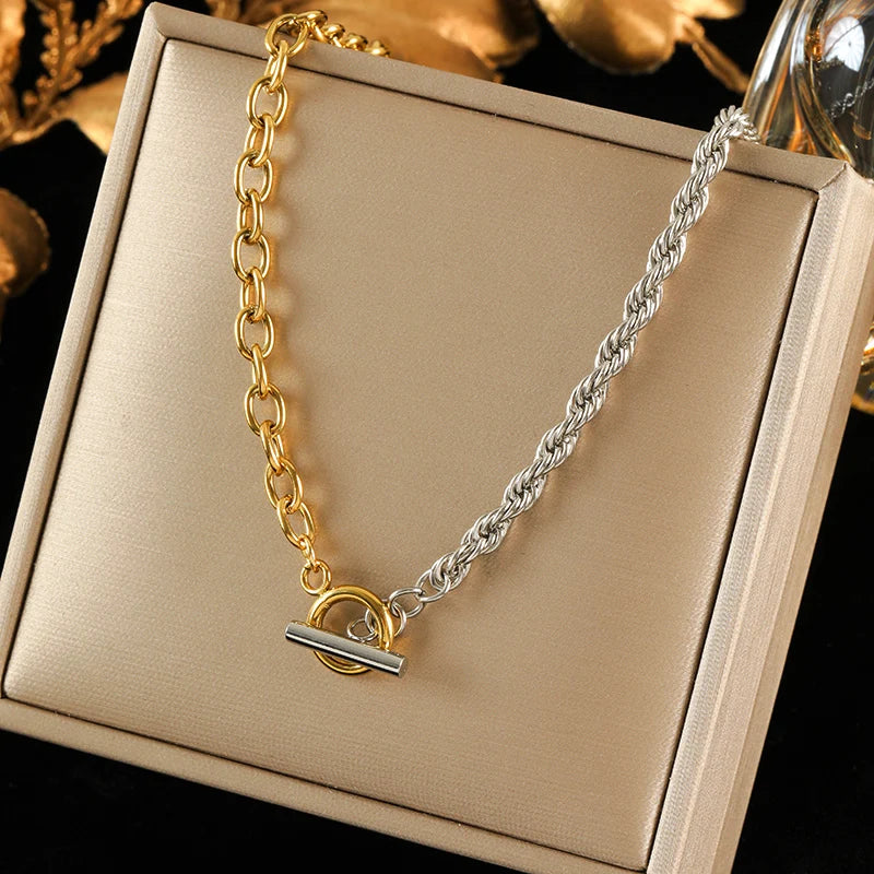 EILIECK 316L Stainless Steel High Quality Chain Collar Necklace For Women Silver Color Neck Chain Trendy Fashion Jewelry Bijoux