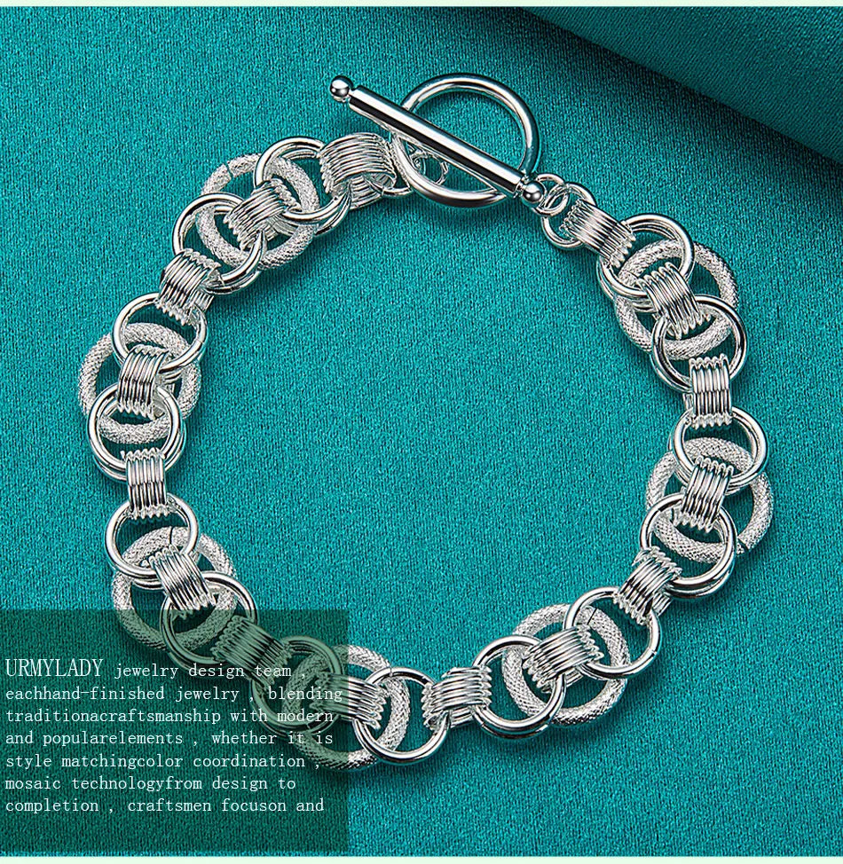 URMYLADY 925 Sterling Silver Charm Chain Screw Bracelet For Women Man Engagement Party Fashion Jewelry Gifts