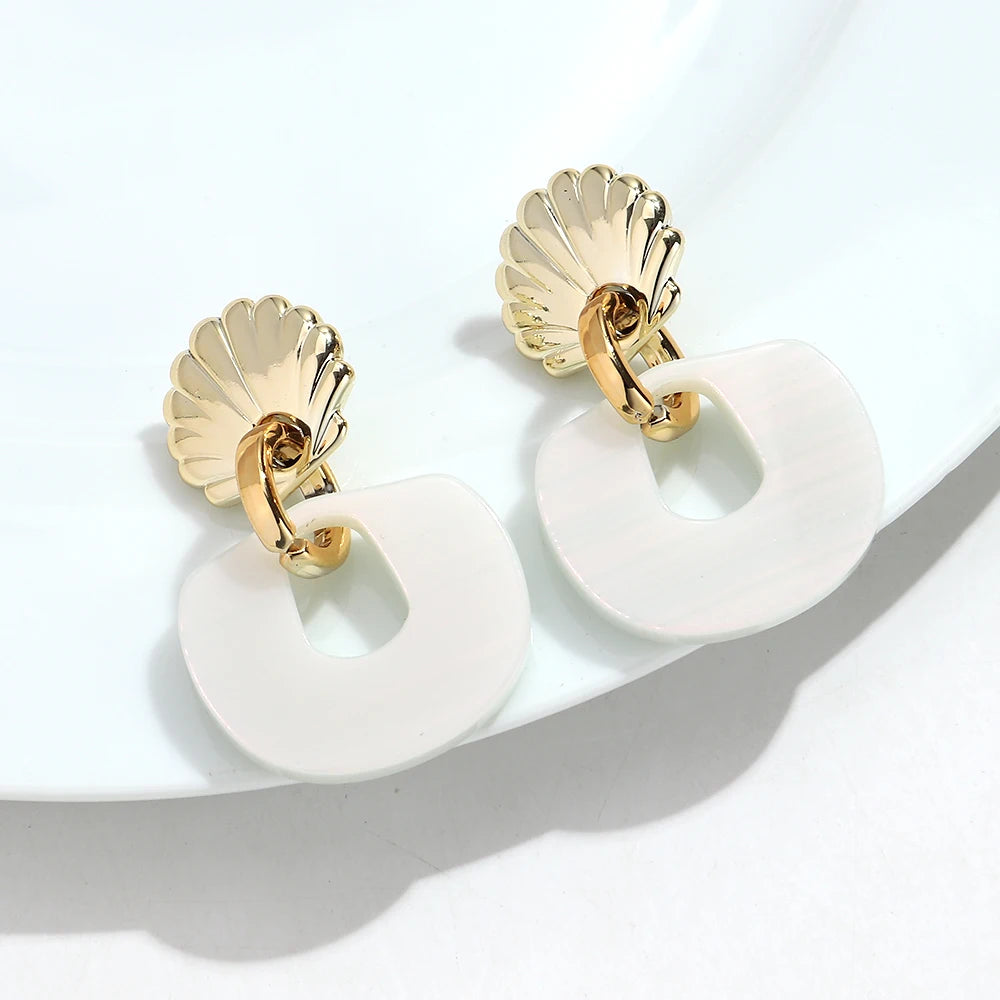 Fashion Acrylic Shell Geometric Drop Earrings for Women Gradual Color Irregular Pendant Earring Party Jewelry Gifts