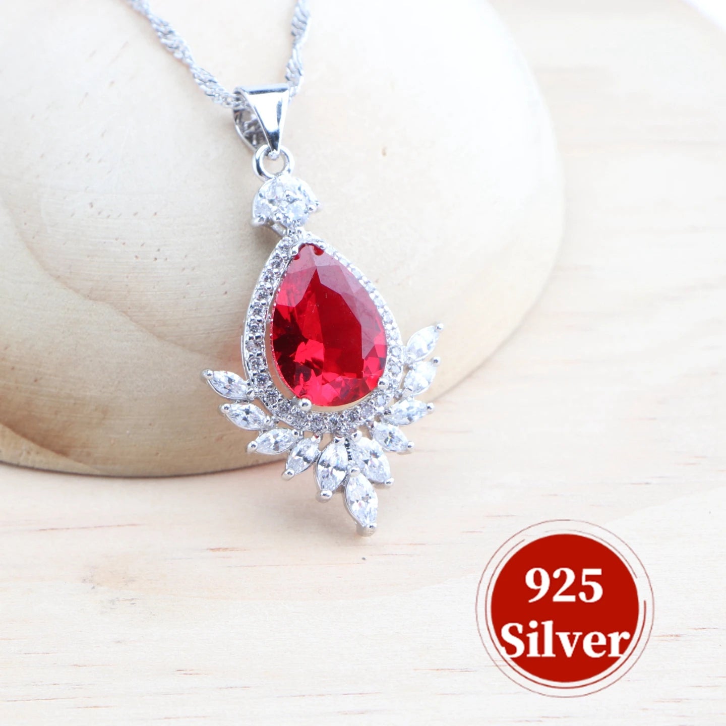 925 Silver Red Zircon Bridal Jewelry Sets Wedding Stones Bracelets Earrings Rings Pendant Necklace Set For Women