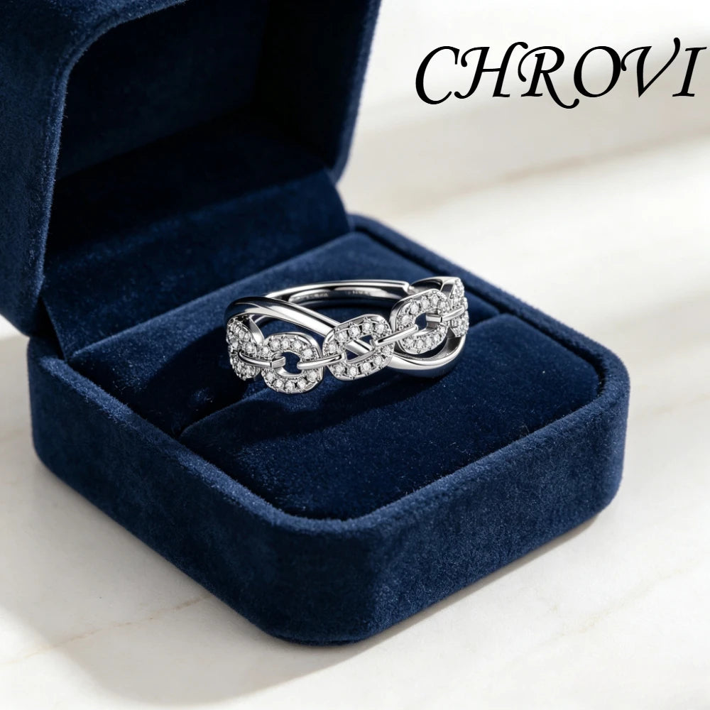 Luxury-Style 925 Sterling Silver Ring Set with Diamonds - Fashionable, Trendy, Personalized Finger Ring for Women