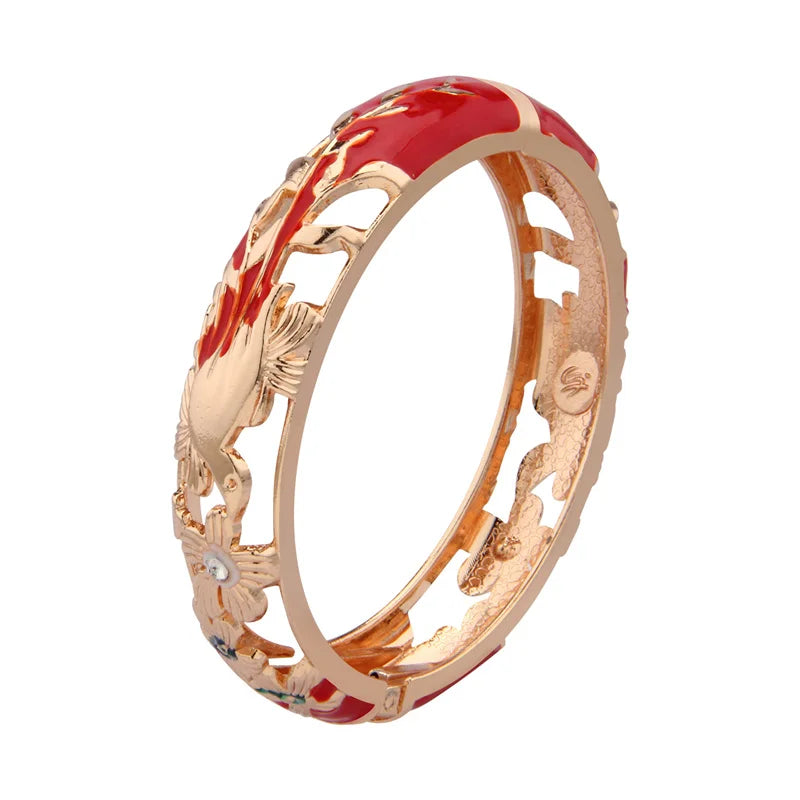 Hollow Bangles For Women Bracelets On Hand Bird Cloisonne Enamel Jewelry Women's Hand Bracelet Female Bangle Gifts For Wife Girl