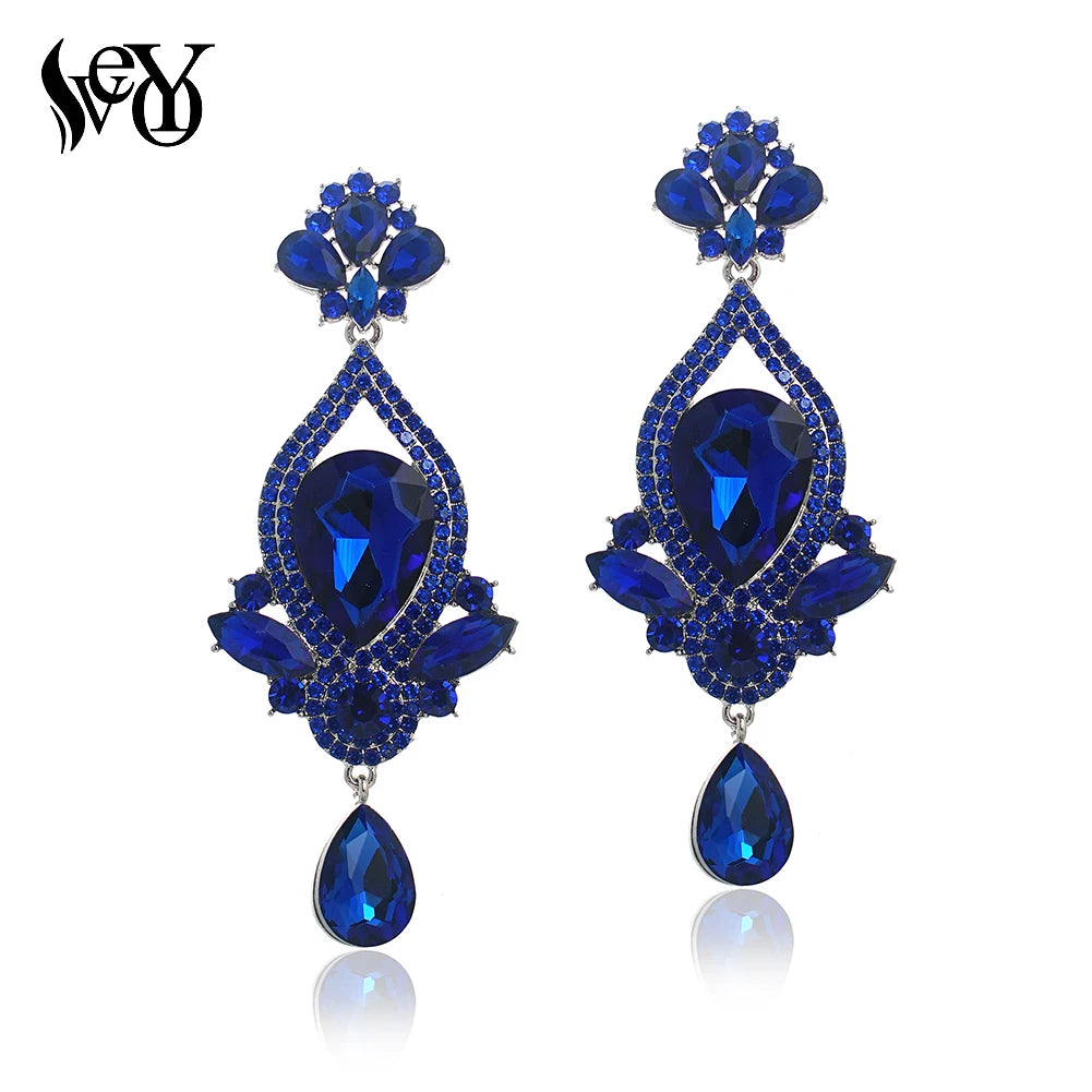 VEYO Classic Lady Long Crystal Drop Earrings Luxury Wedding Earrings for Women Fashion Jewelry 2023New Gift